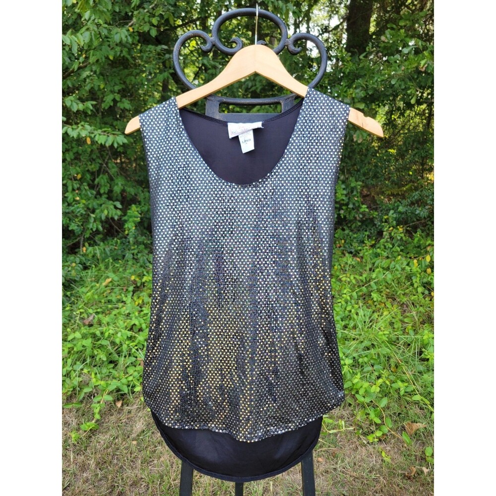 Panhandle Black Sequin Tank Top Women's - L